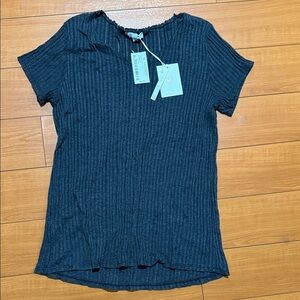 Women's Ribbed Grey Top